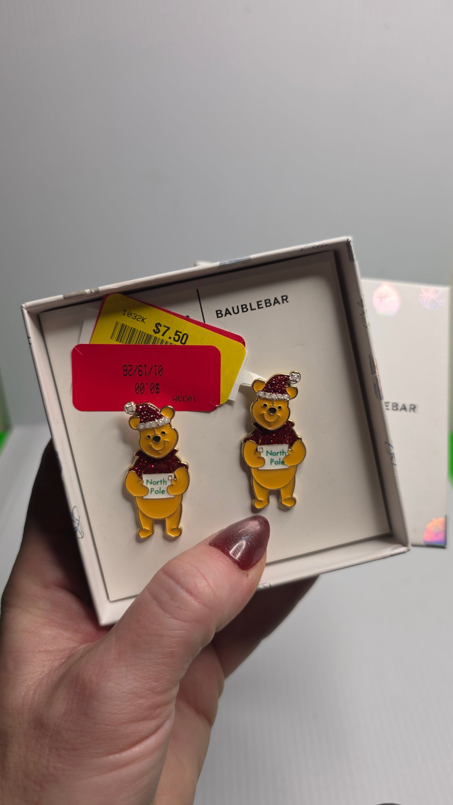 Pooh Christmas Earrings